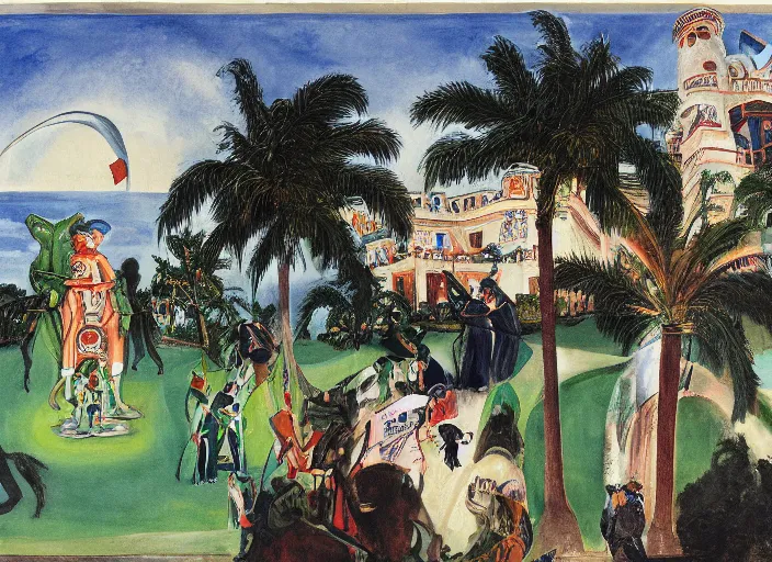 Image similar to Mar-a-Lago estate under siege by otto dix