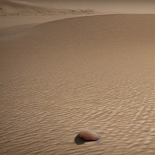 Image similar to gigantic sandworm busting out of the sand, realistic movie still, 4 k, sand is flying around