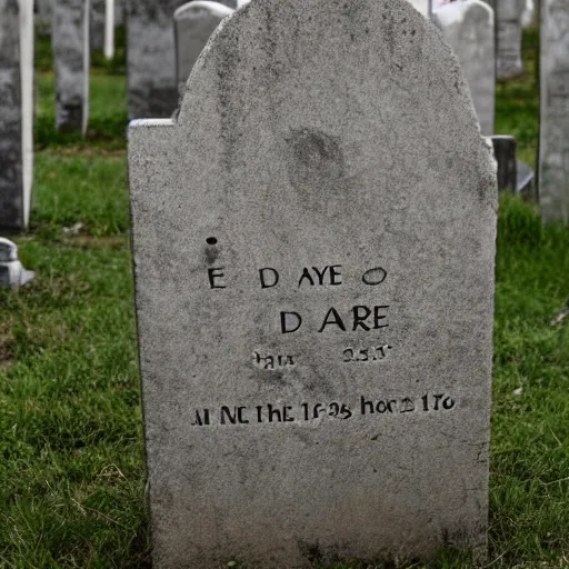 Image similar to a tombstone with dalle 2 written on it