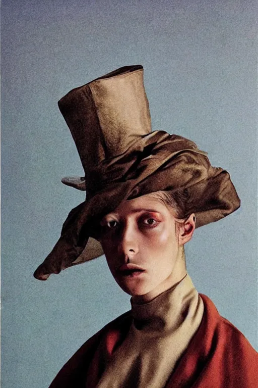 Image similar to hyperrealism close - up fashion portrait by roversi photo from the holy mountain by alejandro jodorowsky in style of francisco goya