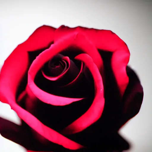 Image similar to award - winning macro of a beautiful black rose made of glowing molten magma