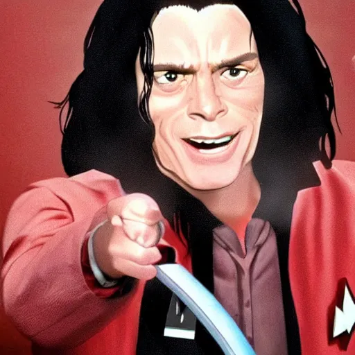 Prompt: tommy wiseau as a character in Star Trek the next generation