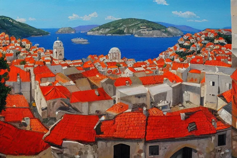 Image similar to dubrovnik,!!!! oil painting!!!!, oil in canvas, brushstrokes