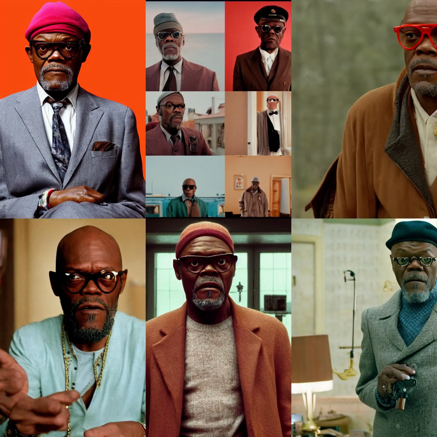 Prompt: still of Samuel L. Jackson in a Wes Anderson movie, 4k, high quality,