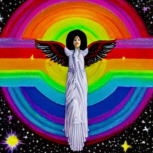 Image similar to rainbow cosmic angel of death