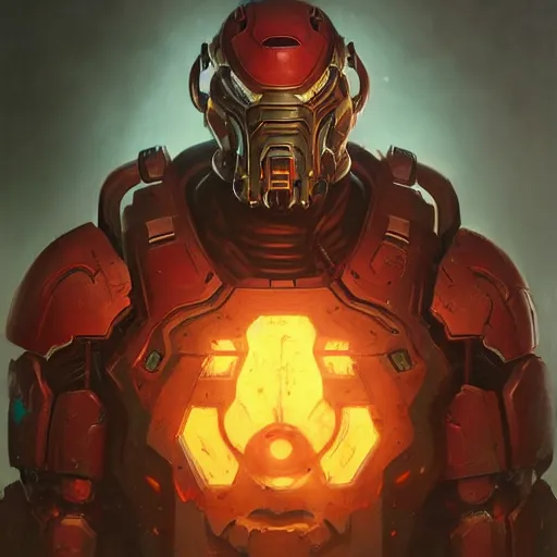 Image similar to doom slayer, painted by stanley lau, painted by greg rutkowski, painted by stanley, artgerm, masterpiece, digital art, trending on arts