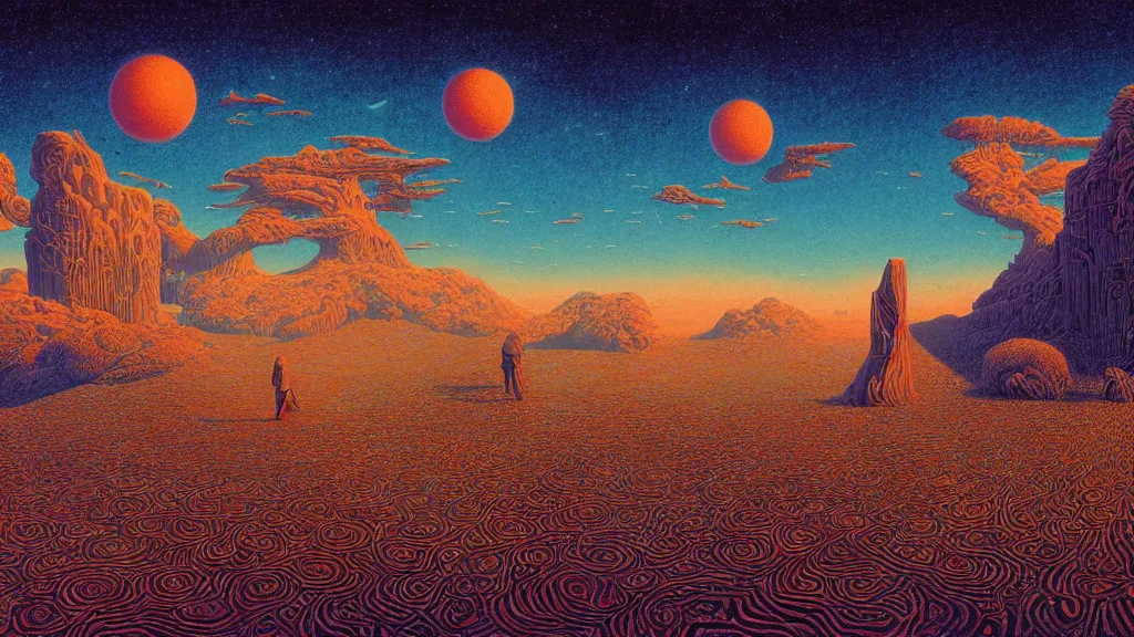 Prompt: lost in the other side of nowhere, digital painting. dreaming latent space. casey weldon. digital render. dan mumford. surrealism. tim white. retro. bruce pennington.
