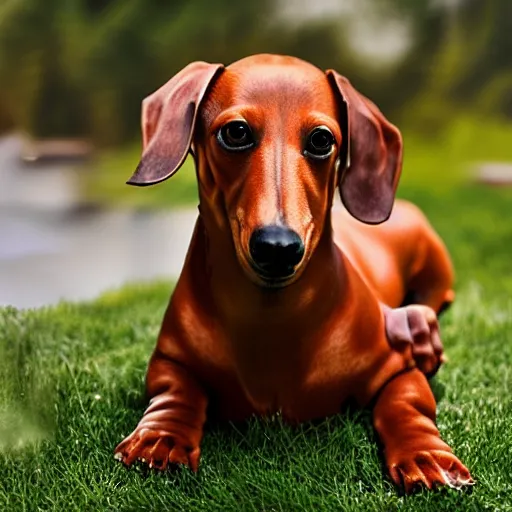 Image similar to realistic photo of a 1000 foot long dachshund dog