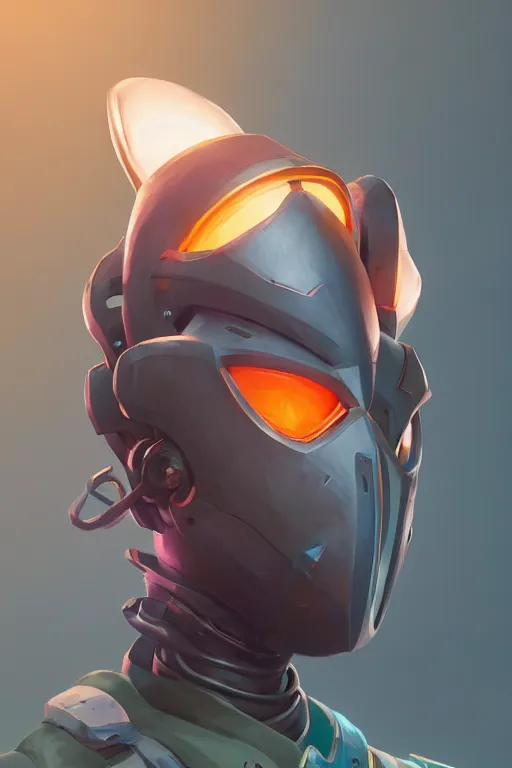 Image similar to epic mask helmet robot ninja portrait stylized as fornite style game design fanart by concept artist gervasio canda, behance hd by jesper ejsing, by rhads, makoto shinkai and lois van baarle, ilya kuvshinov, rossdraws global illumination radiating a glowing aura global illumination ray tracing hdr render in unreal engine 5