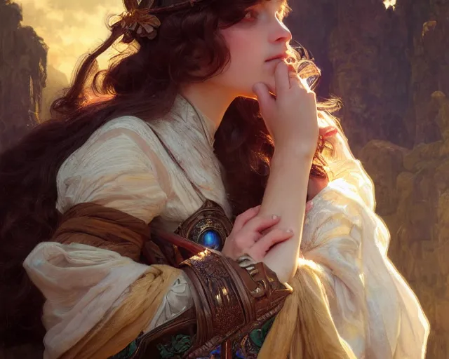 Image similar to photography of frederick judd waugh, deep focus, d & d, fantasy, intricate, elegant, highly detailed, digital painting, artstation, concept art, matte, sharp focus, illustration, hearthstone, art by artgerm and greg rutkowski and alphonse mucha