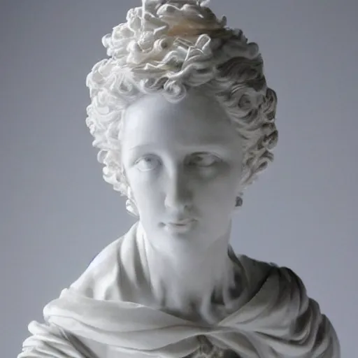 Prompt: sculpture of a woman, white, intricate, elegant, highly detailed, sculpture art by michelangelo