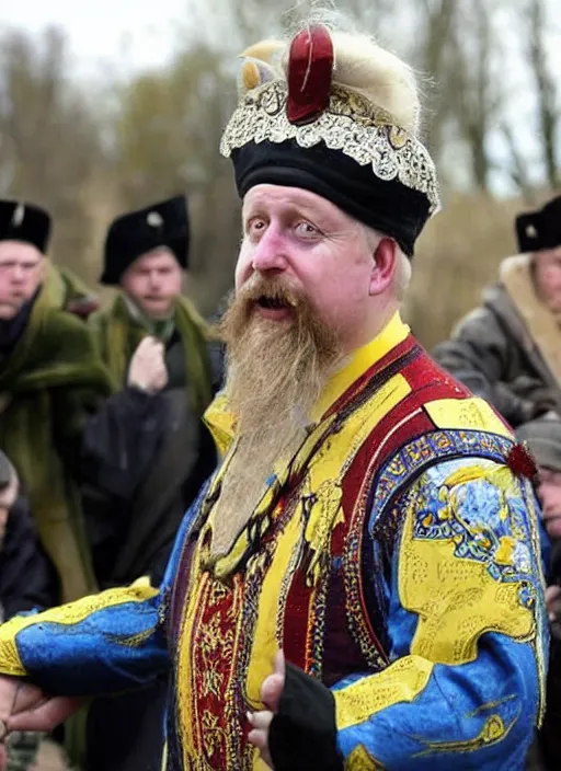 Image similar to boris johnson, ukrainian cossack, in traditional clothes, ukraine