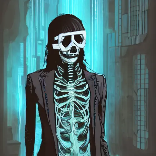 Prompt: cyberpunk skeleton