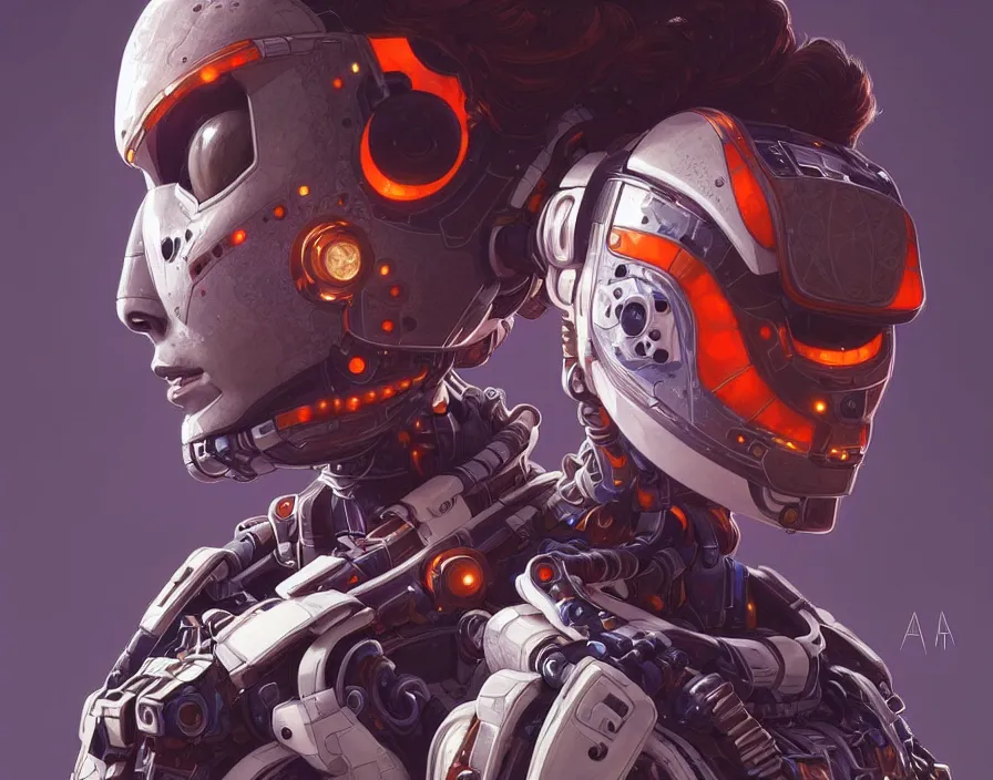 Image similar to symmetry!! portrait of a robot astronaut, floral! horizon zero dawn machine, intricate, elegant, highly detailed, digital painting, artstation, concept art, smooth, sharp focus, illustration, art by artgerm and greg rutkowski and alphonse mucha, 8 k