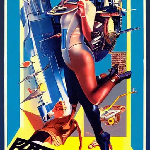 Prompt: a retro futuristic poster design by drew struzan & joseph christian leyendecker,