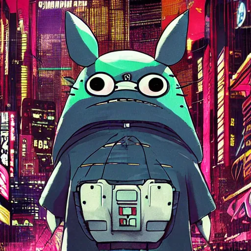 Image similar to cyberpunk Totoro