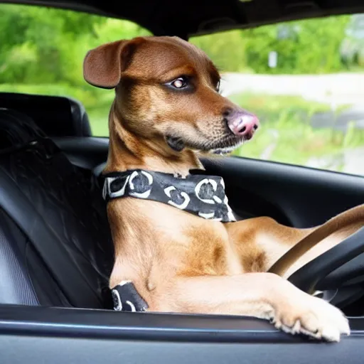 Prompt: dog is driving