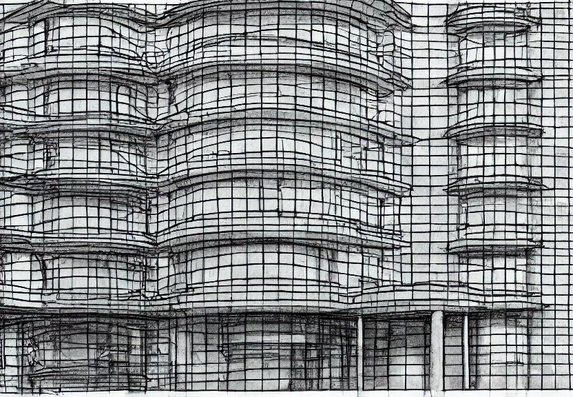 Prompt: architecture color drawing of a building that is made for pure moles circles graphite good paper 3 d photo thank you computer screaming