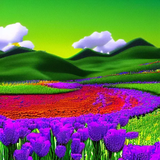 Image similar to a windows 98 desktop with a background wallpaper of flowers