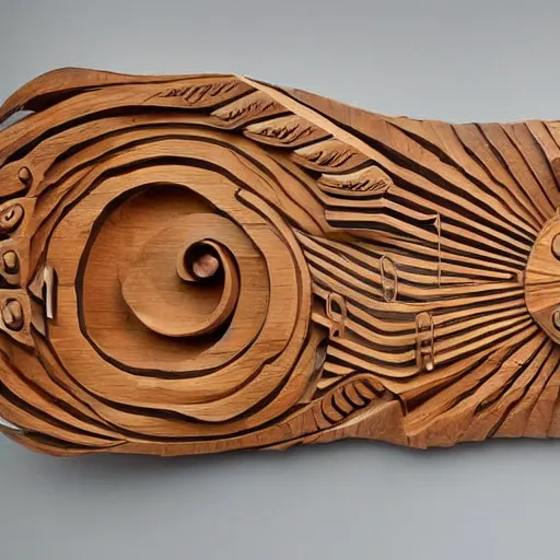 Prompt: a wood carving of a very musical statement,