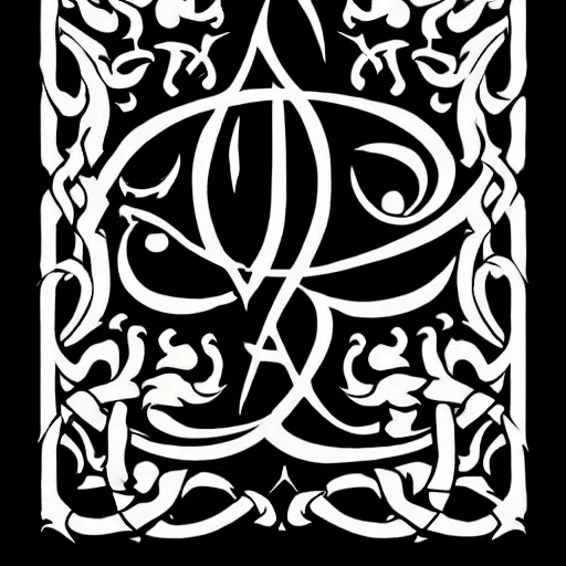 Prompt: black metal typography, gothic, flourish, black and white, high detail, 4 k