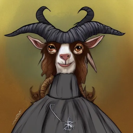 Image similar to a witch as a goat, concept art