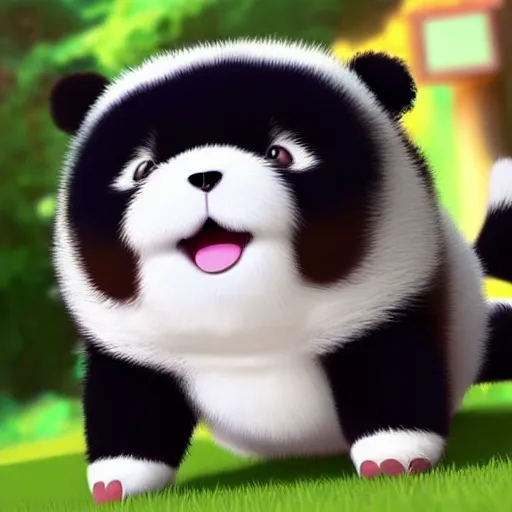 Prompt: fluffy adorable happy chubby pokemon type creature hybrid cross between baby panda and pikachu, ultra realistic, sharp focus, unreal engine render