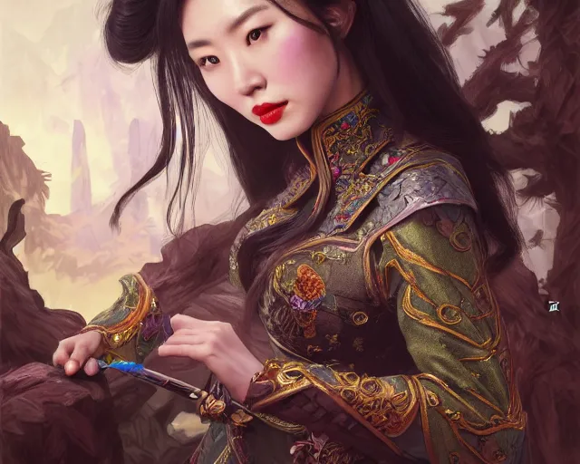 Prompt: photography of hong kong actress barbara yung, 翁 美 玲, dressed as dongfang bubai, deep focus, d & d, fantasy, intricate, elegant, highly detailed, digital painting, artstation, concept art, matte, sharp focus, illustration, hearthstone, art by artgerm and greg rutkowski and alphonse mucha