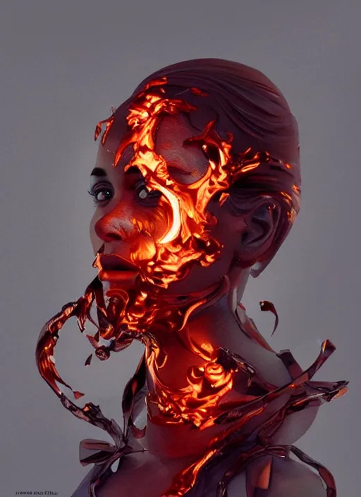 Image similar to sculpture made of flame, portrait, female, future, torch, fire, harper's bazaar, vogue, fashion magazine, intricate, concept art, close up, ornate, luxury, elite, elegant, trending on artstation, by ruan jia, by Kenneth Willardt, by ross tran, by WLOP, by Andrei Riabovitchev,