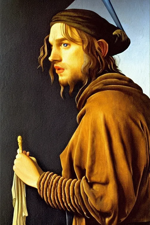 Image similar to attractive male, the lord of the rings, painting by johannes vermeer