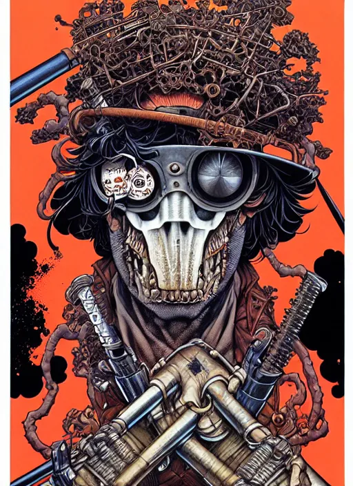 Image similar to portrait of crazy casey jones, symmetrical, by yoichi hatakenaka, masamune shirow, josan gonzales and dan mumford, ayami kojima, takato yamamoto, barclay shaw, karol bak, yukito kishiro