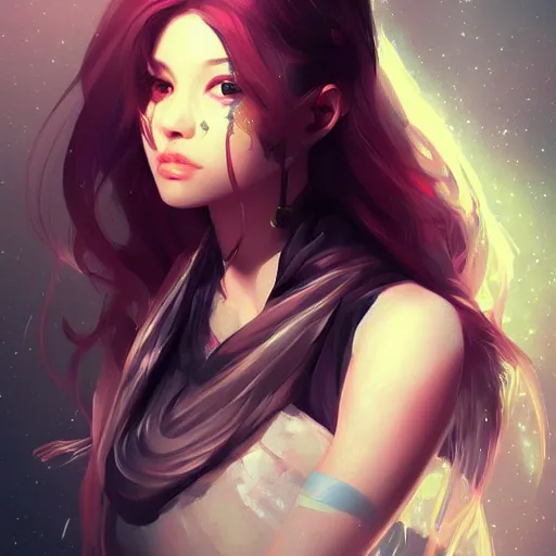 Prompt: young beautiful women in spaceware illustration fantasy digital art by guweiz trending on artstation