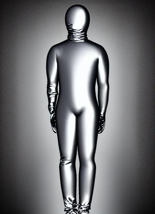 Prompt: man wrapped in foil standing cenimatic digital art