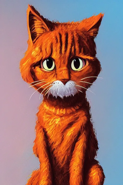 Prompt: portrait of garfield, by alena aenami, by ross tran, digital art painting