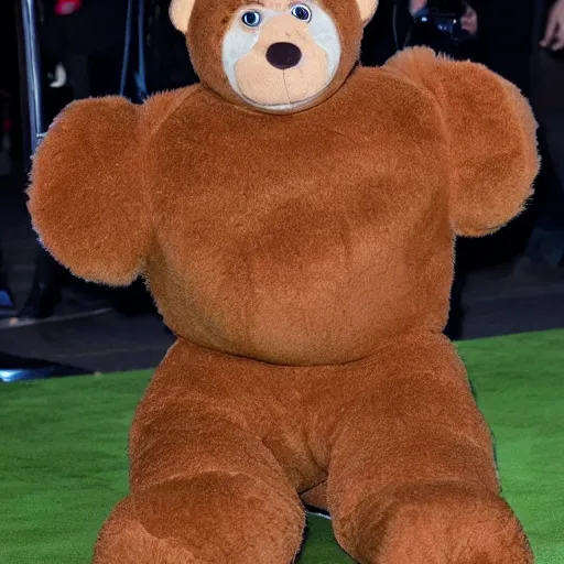 Prompt: Brendan Fraser wearing a teddy bear suit