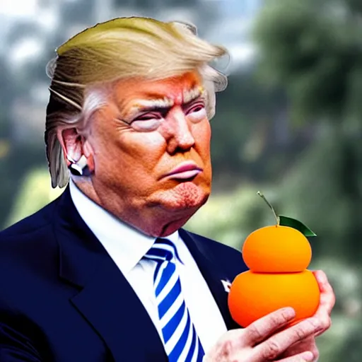 Image similar to donald trump with an orange fruit head