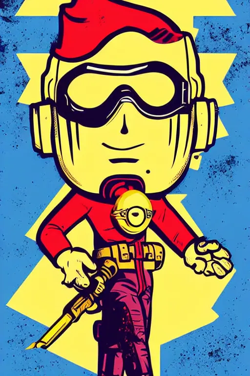 Image similar to fallout 7 6 retro futurist illustration art by butcher billy, sticker, colorful, illustration, highly detailed, simple, smooth and clean vector curves, no jagged lines, vector art, smooth andy warhol style