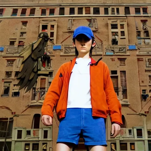 Prompt: real life human ash ketchum in the style of wes anderson