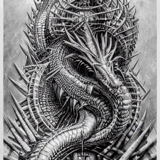 Image similar to a portrait of a dark entropy dragon, detailed, fantasy, scary, realistic, frightening, ornate, horns, spikes, incredible, masterpiece, amazing, wow!, sense of awe, award winning, greg rutowski, bosch, mc escher, dali