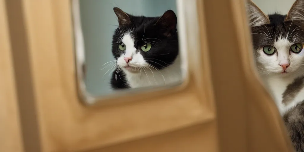 Image similar to cat looking in mirror