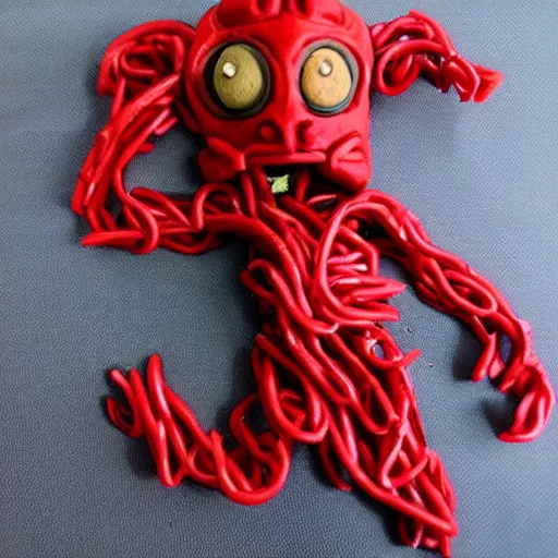 Image similar to hellboy made from twizzlers