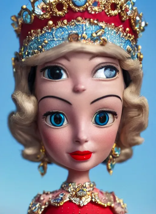 Prompt: closeup face profile portrait of tin toy grace kelly as a fairytale princess wearing a crown eating cakes, bikini, depth of field, zeiss lens, detailed, symmetrical, centered, fashion photoshoot, by nicoletta ceccoli, mark ryden, lostfish, breathtaking, 8 k resolution, extremely detailed, beautiful, establishing shot, artistic, hyperrealistic, octane render