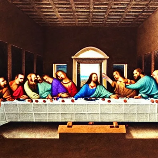 Prompt: real life footage of the last supper but everyone is drunk and high, real event, historical event, realistic, hdr, clear image,