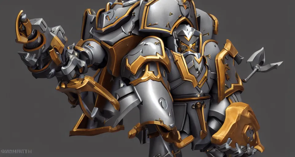 Prompt: reinhardt from overwatch in warhammer 4 0 0 0 0, digital art, high detailed, artstation, 3 d render