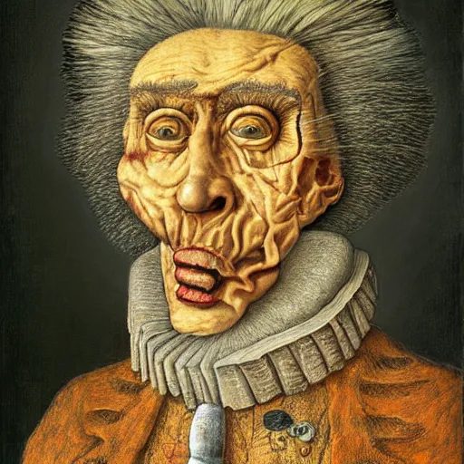 Image similar to a portrait of rick sanchez by giuseppe arcimboldo