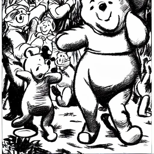 Prompt: winnie the pooh, soviet propaganda poster