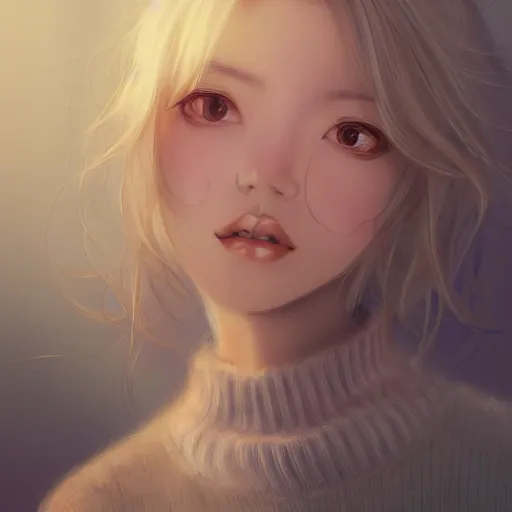 Prompt: realistic beautiful gorgeous natural cute drunk blushed girl in sweaters art drawn full HD 4K highest quality in artstyle by professional artists WLOP, Taejune Kim, yan gisuka, JeonSeok Lee, artgerm, Ross draws, Zeronis, Chengwei Pan on Artstation