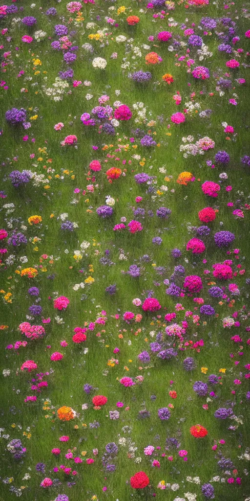 Prompt: an aesthetic field of flowers, greg rutkowski, zabrocki, karlkka, jayison devadas, trending on artstation, 8 k, ultra wide angle, zenith view, pincushion lens effect