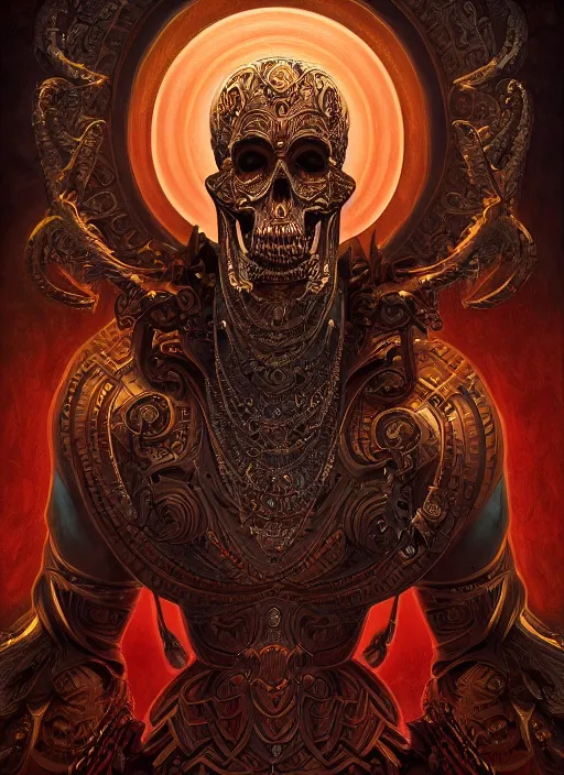 Image similar to digital _ painting _ of _ cizin mayan god of death _ by _ filipe _ pagliuso _ and _ justin _ gerard _ symmetric _ fantasy _ highly _ detailed _ realistic _ intricate _ port