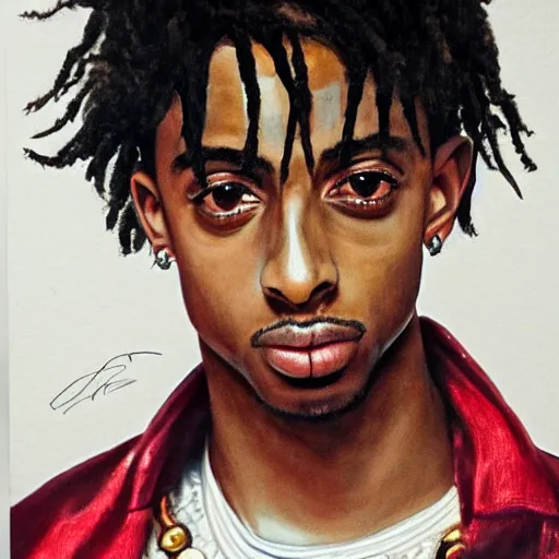 Image similar to Renaissance portrait of Playboi Carti, detailed, realistic